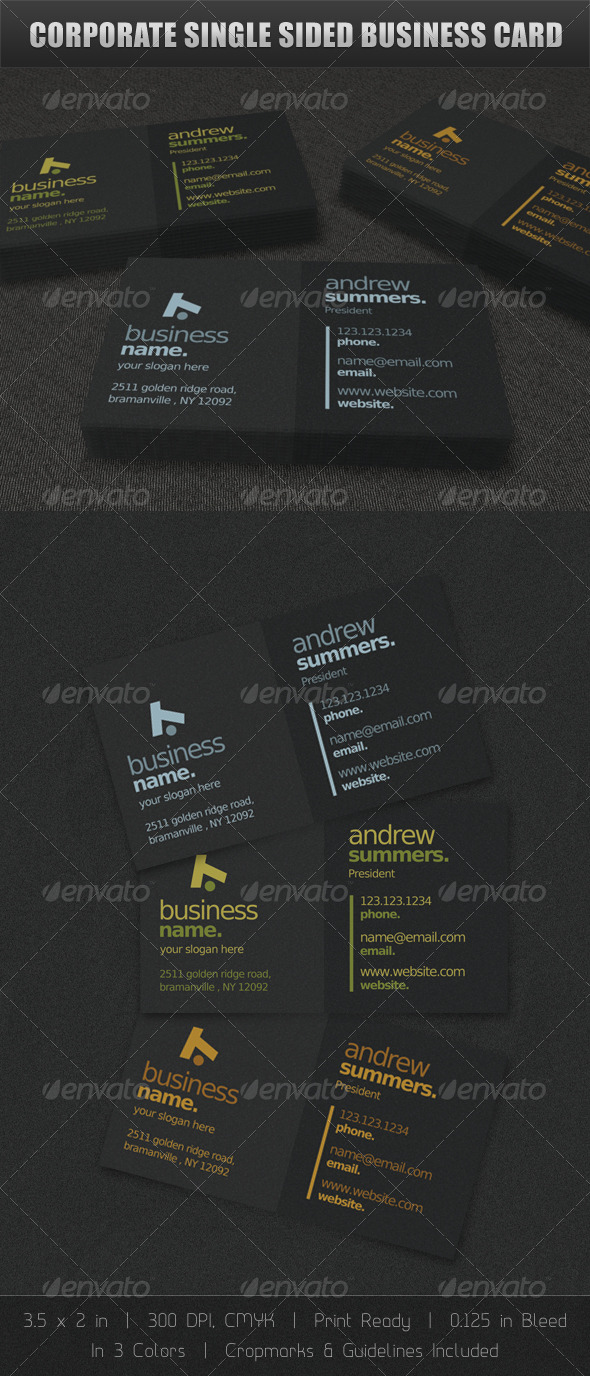 Corporate Single Sided Business Card - Corporate Business Cards