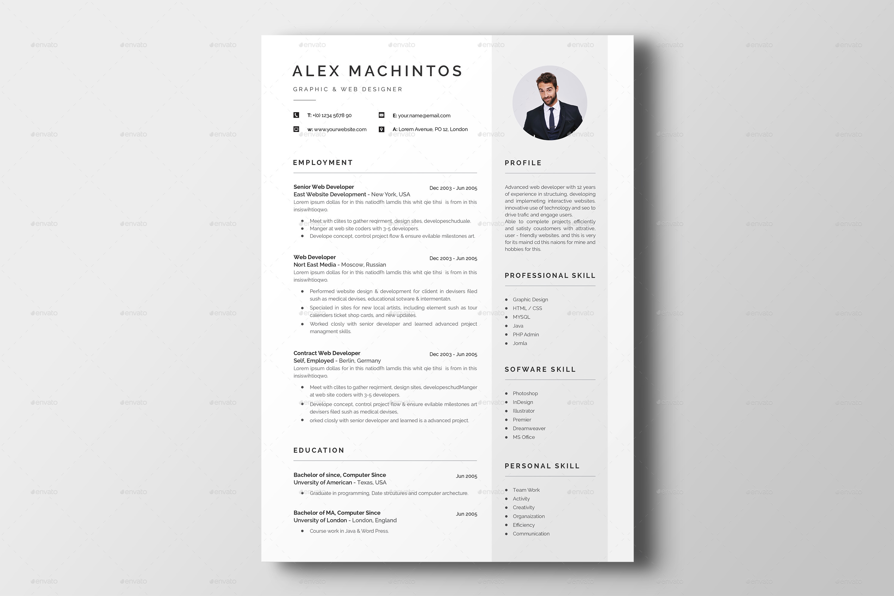 Resume/CV, Print Templates GraphicRiver