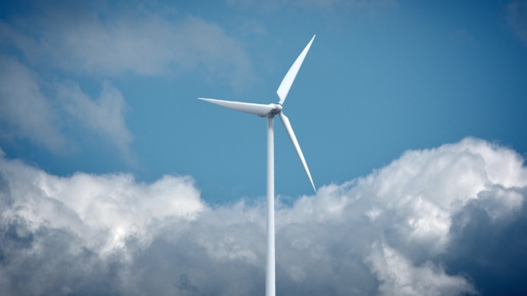 Wind Power Generators on Sky Background.
