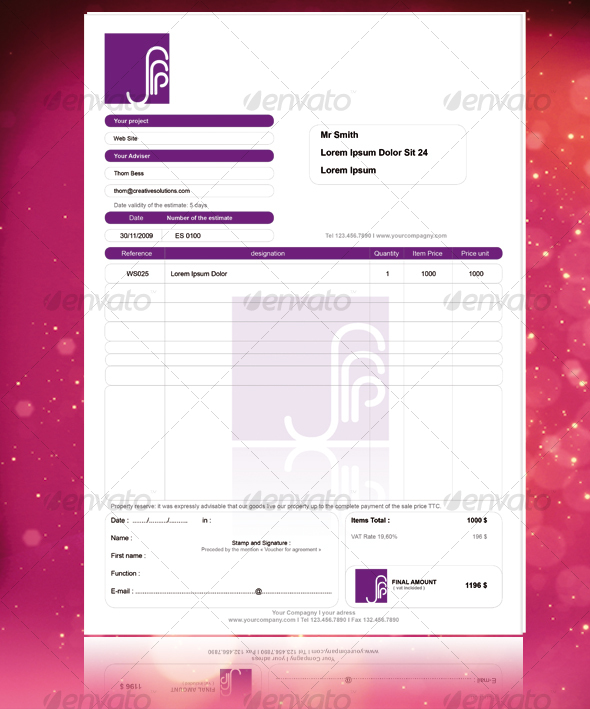 Matrix of estimate - Corporate Brochures