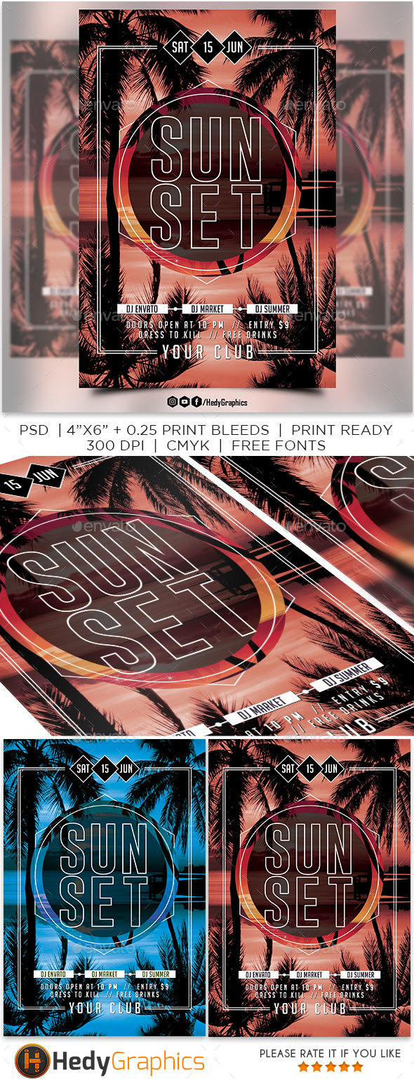 Sunset Flyer - Clubs & Parties Events