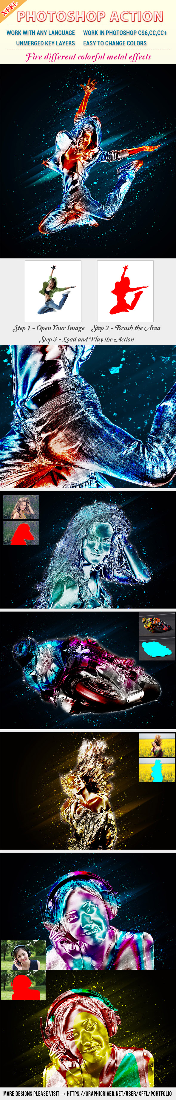 Colorful Metal Effect Photoshop Action - Photo Effects Actions