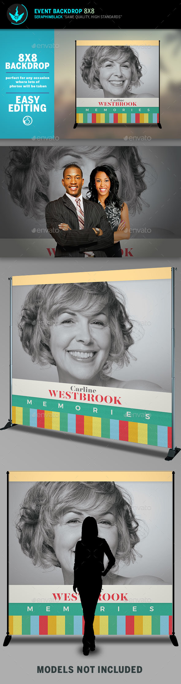 Colorful 8x8 Backdrop Template - Signage Print Templates