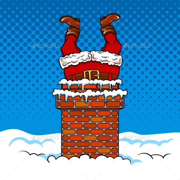 GraphicRiver Santa Claus Stuck in the Chimney Comic Book Vector 20450198