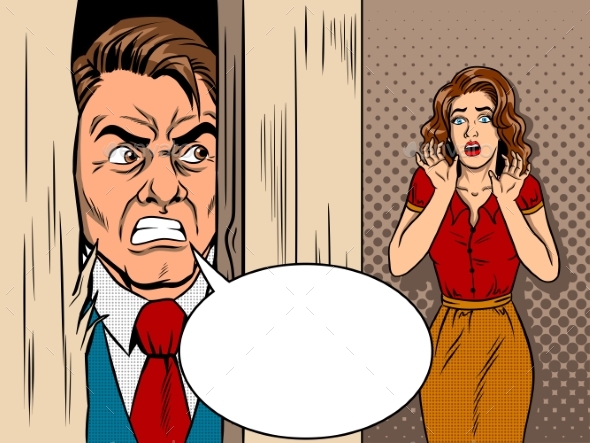 Salesman Breaking Door Comic Book Style Vector - Business Conceptual