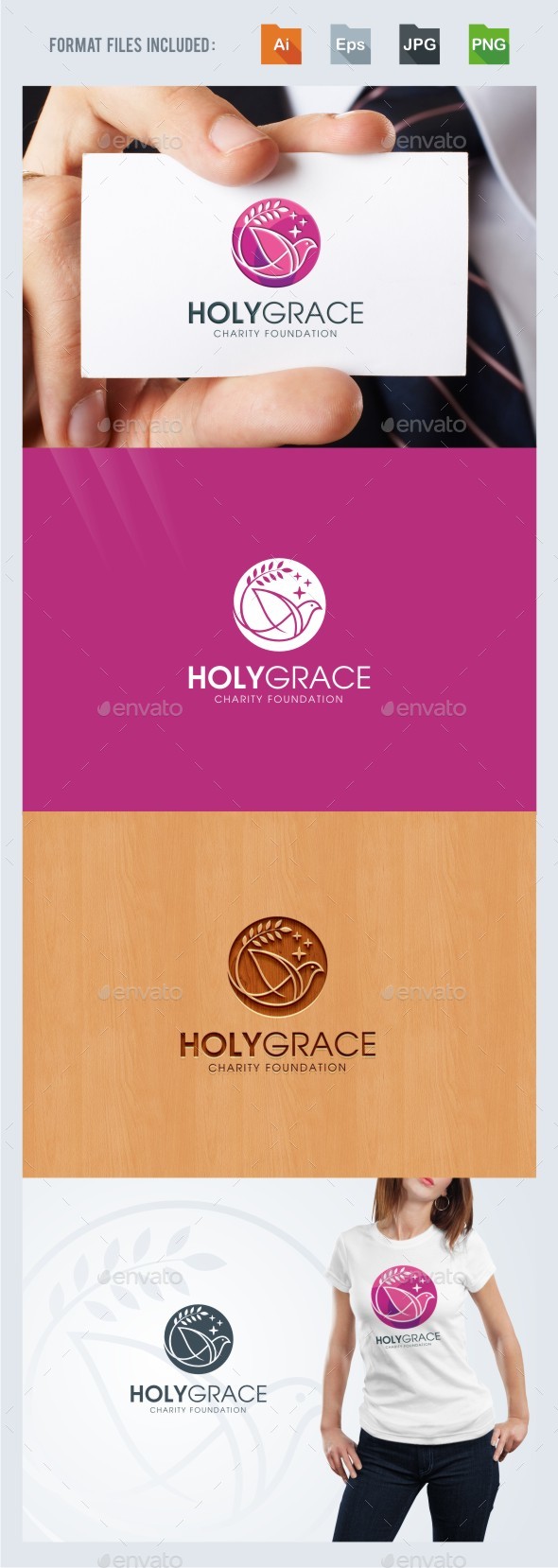 Holy Grace - Dove Logo Template - Animals Logo Templates