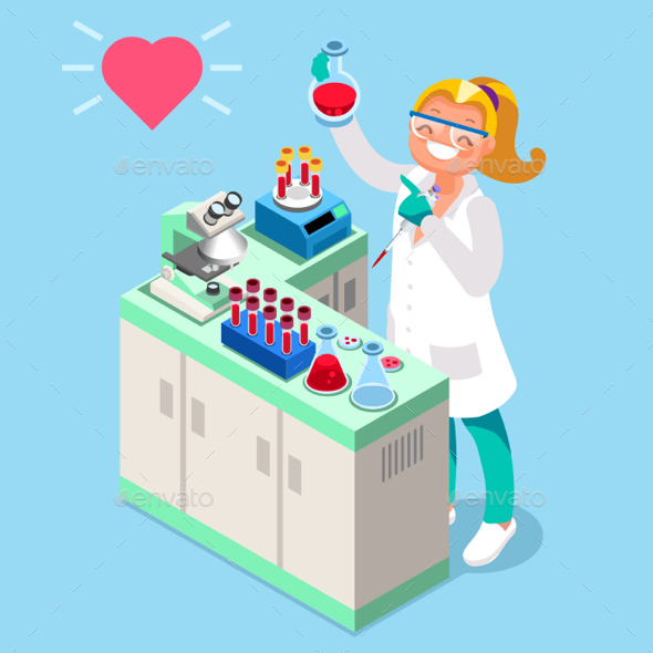 Clinical Laboratory People Isometric Icons Vector - Vectors