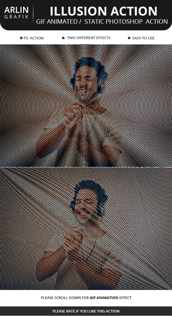 Gif Animated Illusion Photoshop Action - Photo Effects Actions