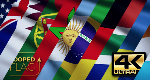 Flags 4K On Realistic Looping Animation With Highly Detailed Fabric