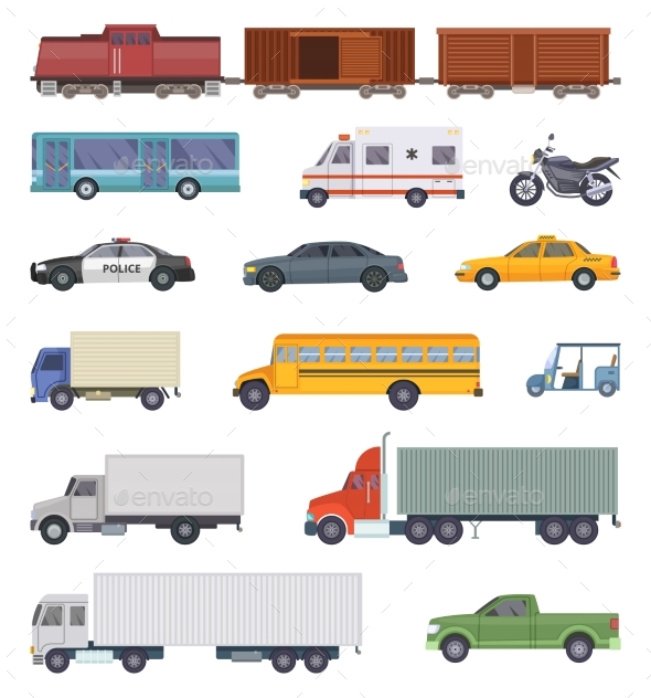 Vector Illustration of Automobile, Trucks