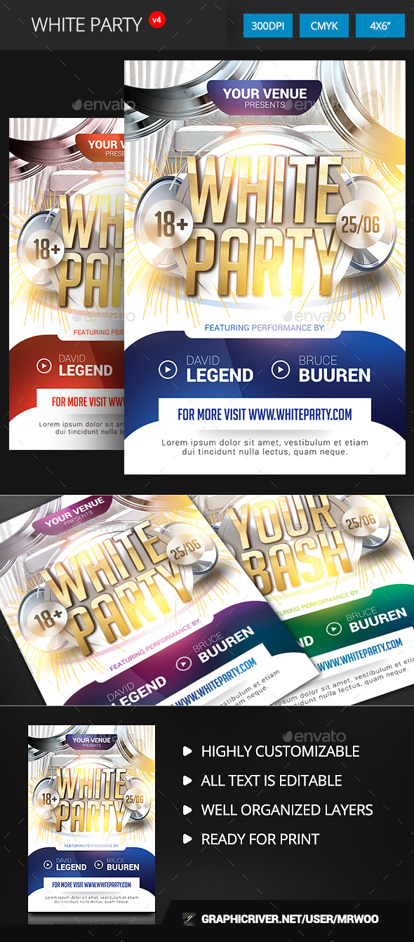 White Party Flyer v4 - Clubs & Parties Events