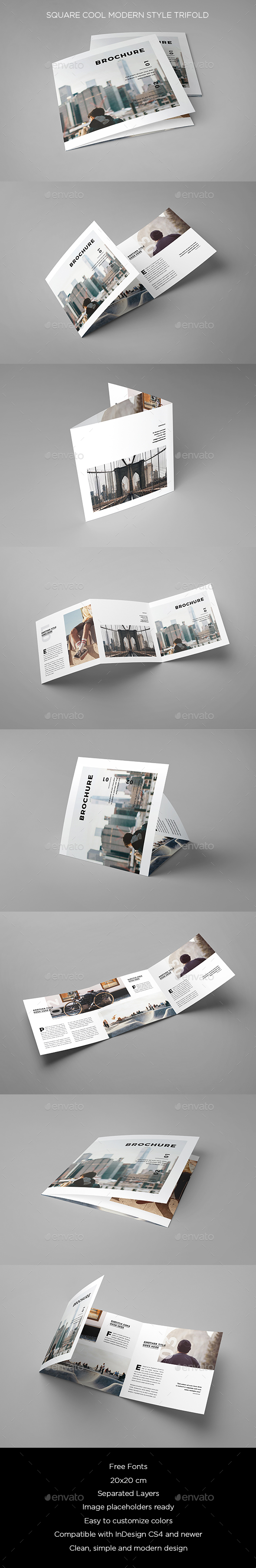 Square Cool Modern Style Trifold - Brochures Print Templates