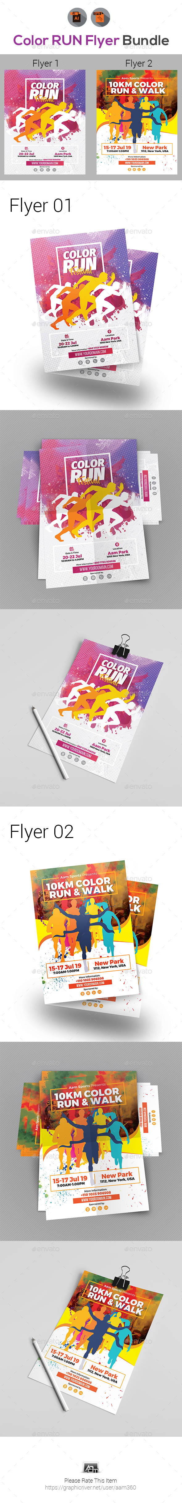 Color Run Festival Flyers Bundle - Events Flyers