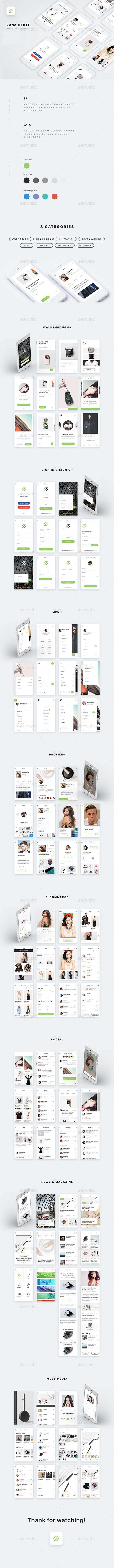 Zade - Mobile App UI Kit - User Interfaces Web Elements