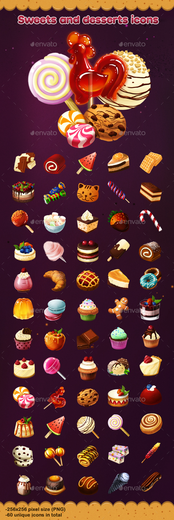 Sweets and Desserts Icons - Miscellaneous Game Assets