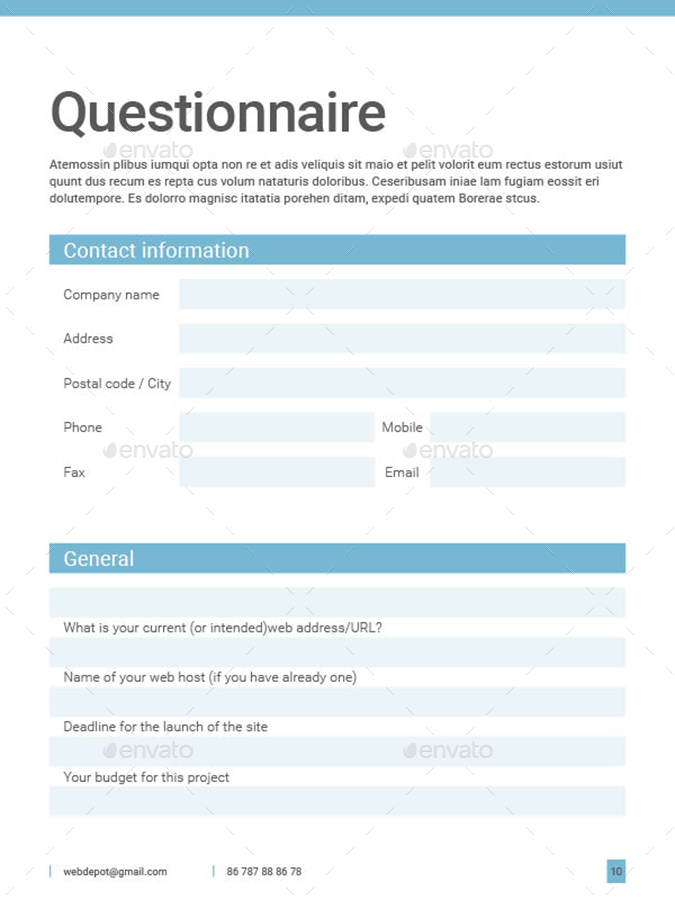 E-Book Questionnaire Web Design by KitCreative | GraphicRiver