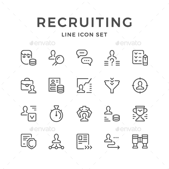 Set Line Icons of Recruiting - Business Icons