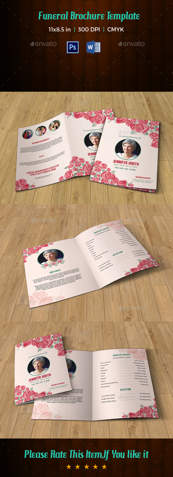 Floral Funeral Template V190 - Informational Brochures