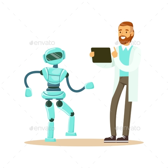 Young Male Engineer in White Smock Programming - Computers Technology