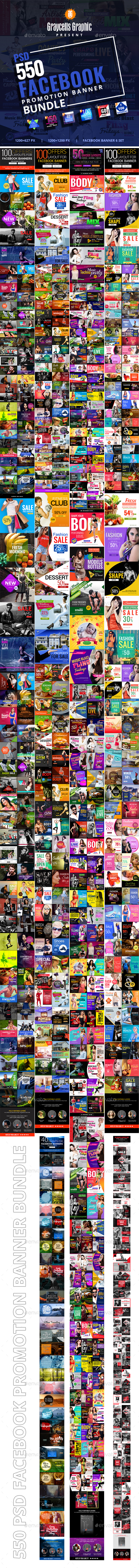 550 Facebook Banner Bundle - Social Media Web Elements
