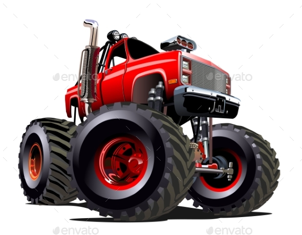 Cartoon Monster Truck - Man-made Objects Objects