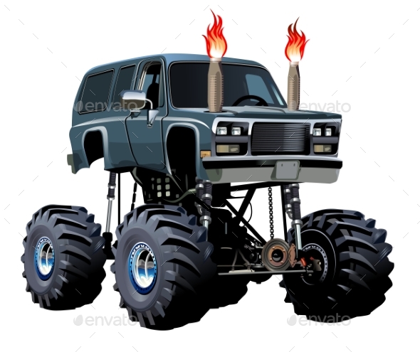 Cartoon Monster Truck - Man-made Objects Objects