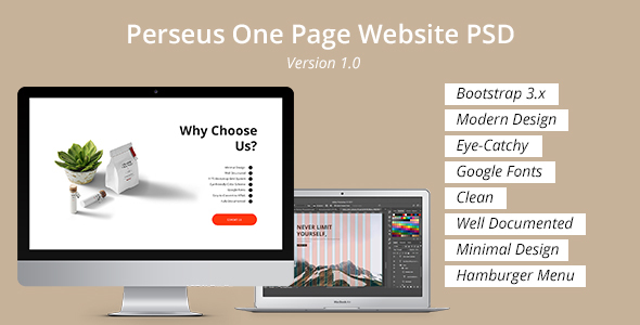 Perseus One Page - ThemeForest 20458169