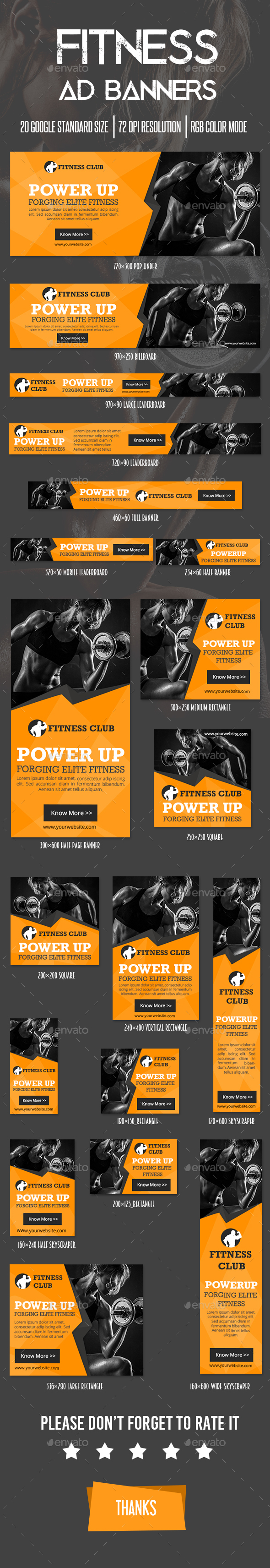 Fitness Ad Banner - Banners & Ads Web Elements