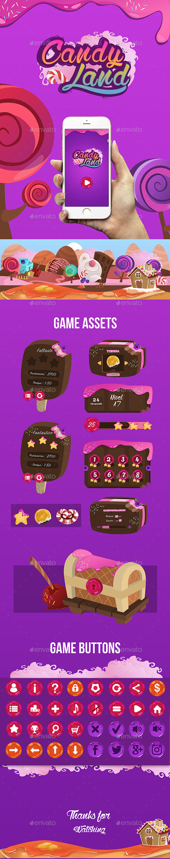 Candy Land Game Interface - User Interfaces Game Assets