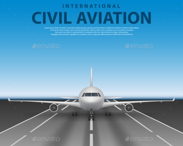 Civil Passenger Airliner Jet on Runway. Commercial - Man-made Objects Objects