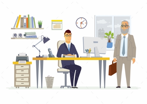 Office Scene - Modern Vector Cartoon Business - Concepts Business