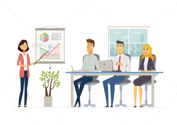 Business Meeting - Modern Vector Cartoon - Concepts Business