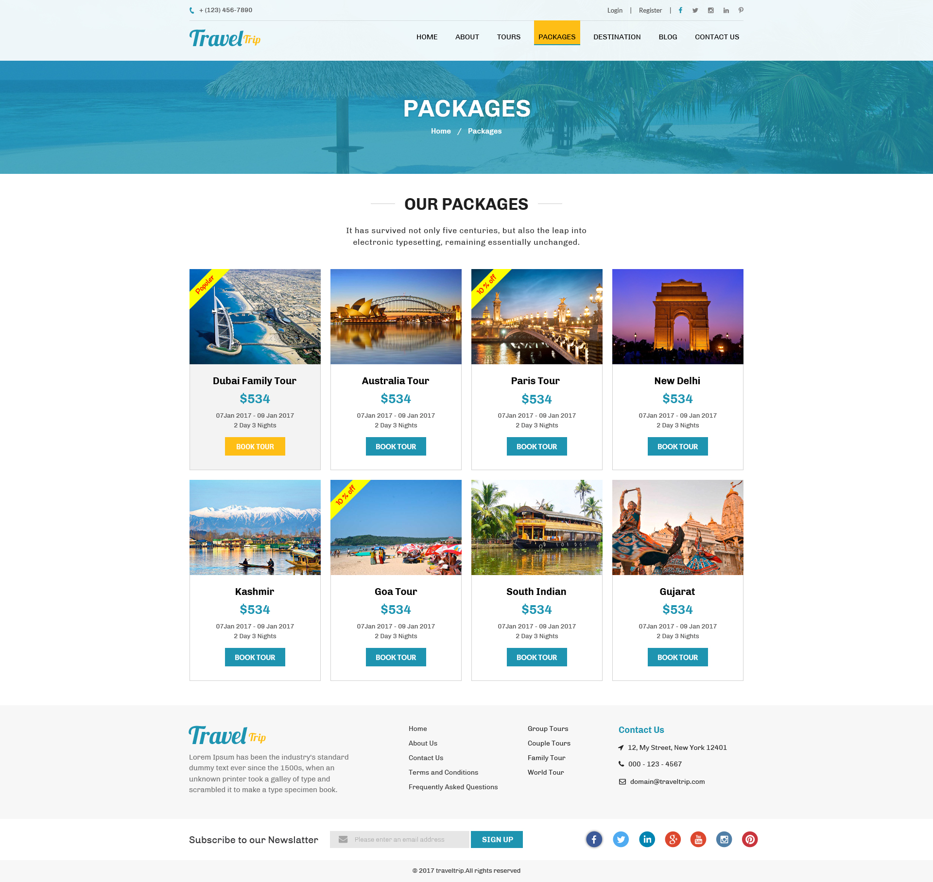 Travel Trip Tour Package Booking PSD Template by glorywebs ThemeForest