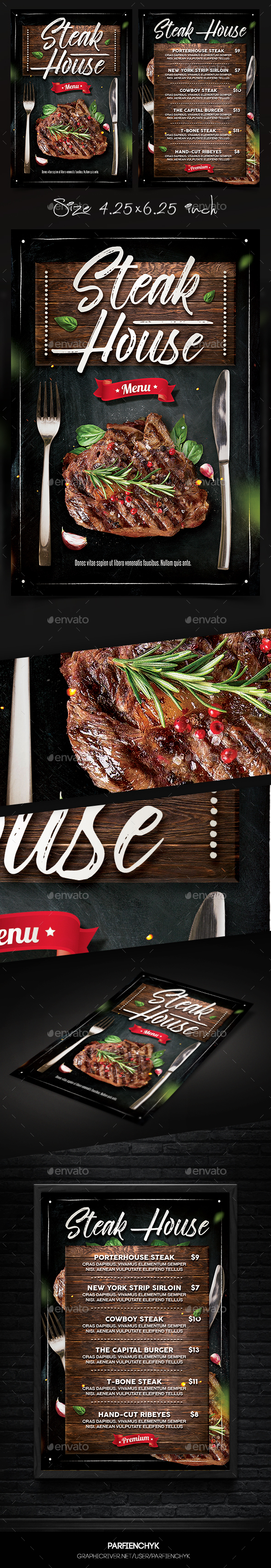 Steak Menu Flyer - Restaurant Flyers