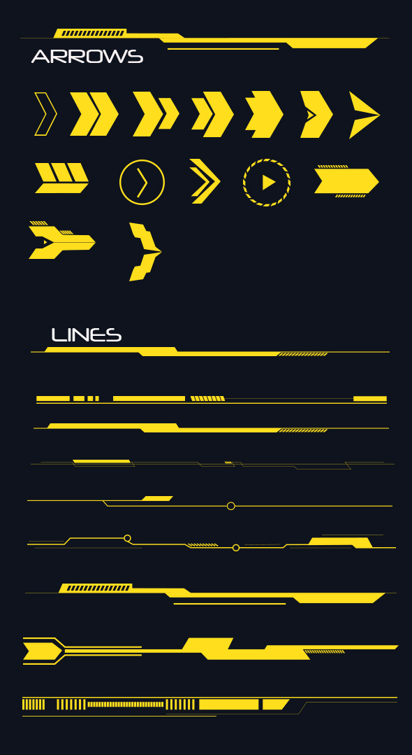 Hi-tech Lines and Arrows Set - Shapes Photoshop