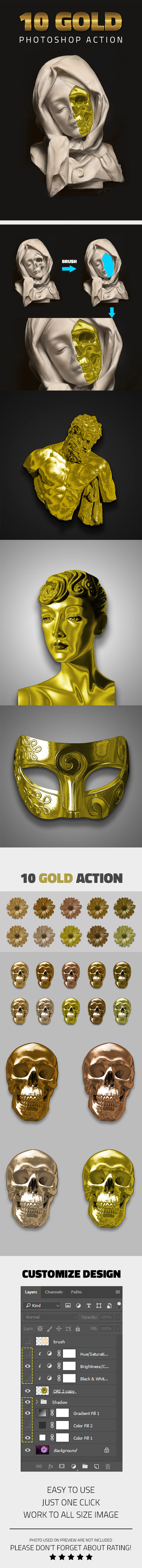 10 Gold Effect Photoshop Action - Photo Effects Actions
