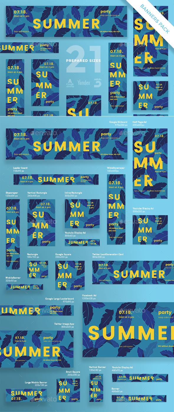 Summer Leaves Banner Pack - Banners & Ads Web Elements