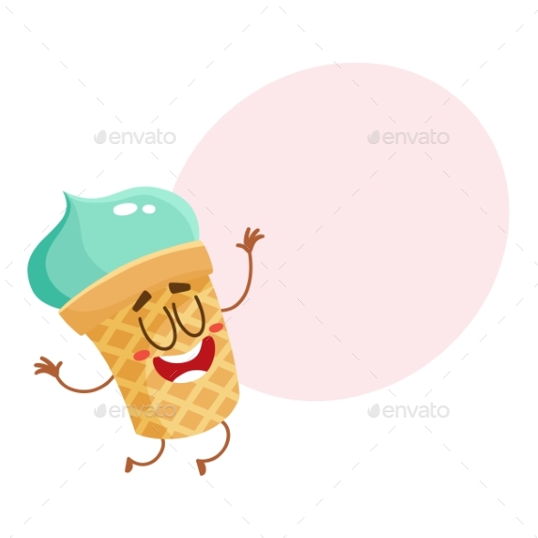 Smiling Pistachio Ice Cream Character