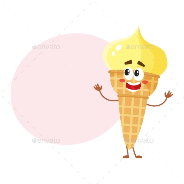 Ice Cream Character in Wafer Cone