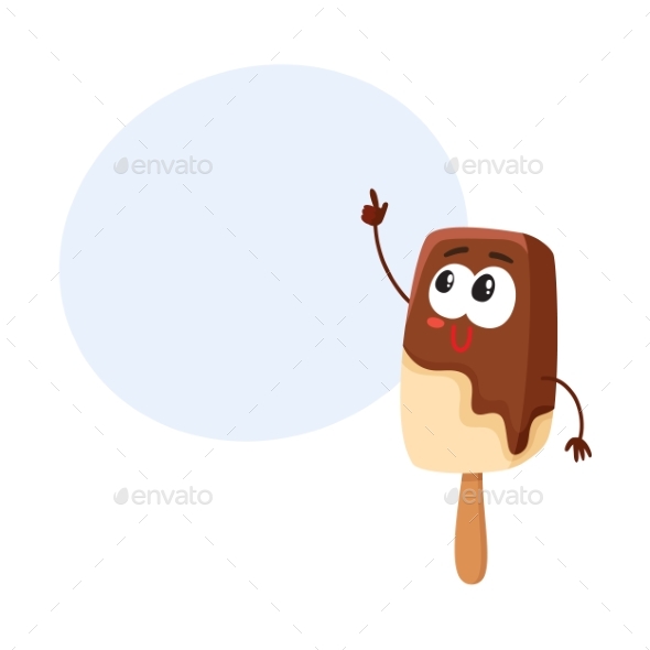 Smiling Ice Cream on Stick, Popsicle Character - Food Objects