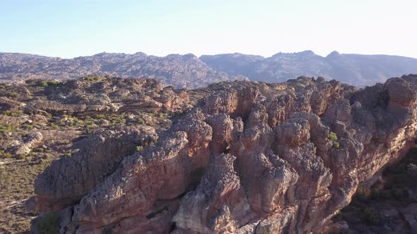 Aerial of dry Rocky Mountains, Cederberg South Africa