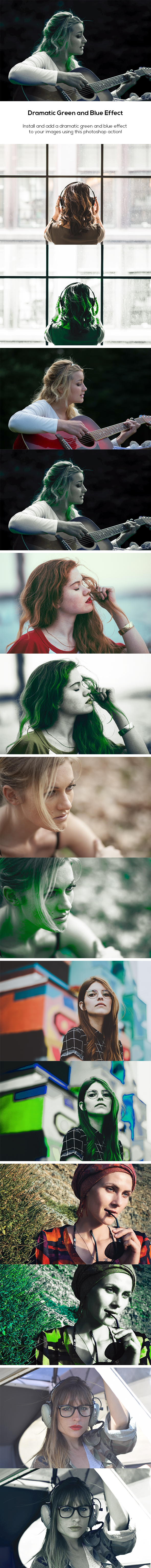 Dramatic Green and Blue Effect - Photo Effects Actions