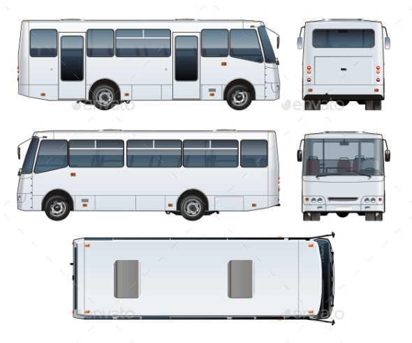 Vector Urban Passenger Mini-bus Mock-up - Man-made Objects Objects