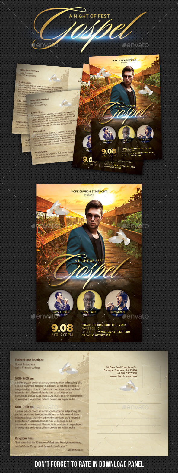 Gospel Fest Postcard - Cards & Invites Print Templates