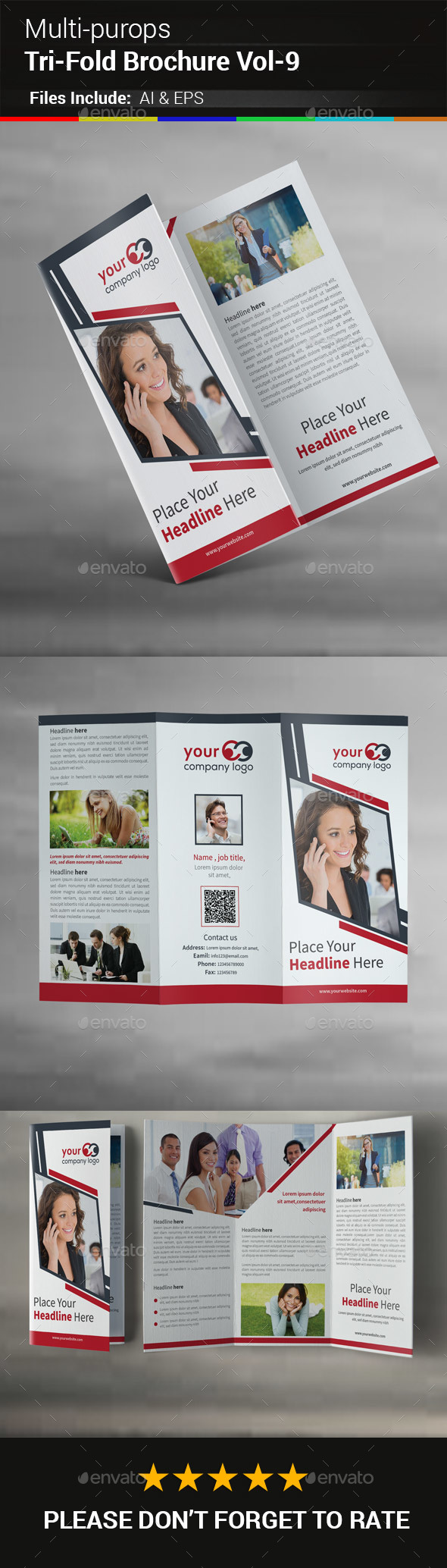 Multipurpose Business Tri-Fold Brochure Vol-9 - Corporate Brochures