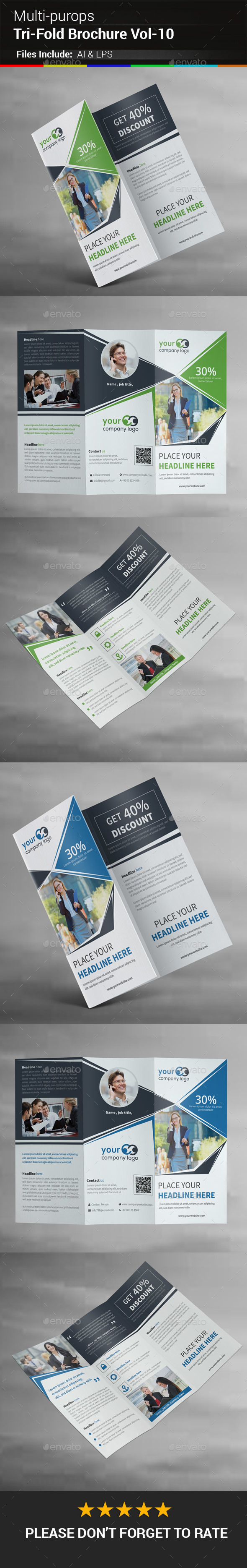 Multipurpose Business Tri-Fold Brochure Vol-10 - Corporate Brochures