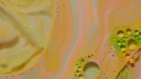 Fantastic Structure of Colorful Oil Paint and Ink Bubbles Chaotic Motion Abstract Colorful Paint alt