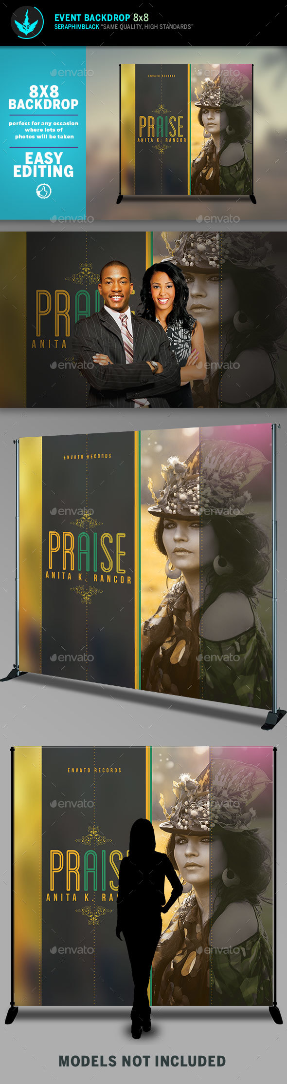 Praise and Prayer 8x8 Event Backdrop Template - Signage Print Templates