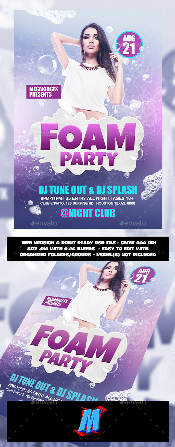 Foam Party Flyer Template - Clubs & Parties Events