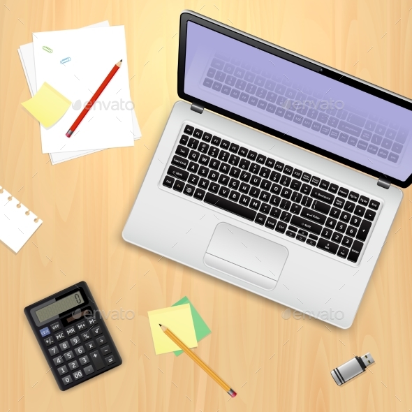 Office Workplace Concept. Laptop Computer - Business Conceptual